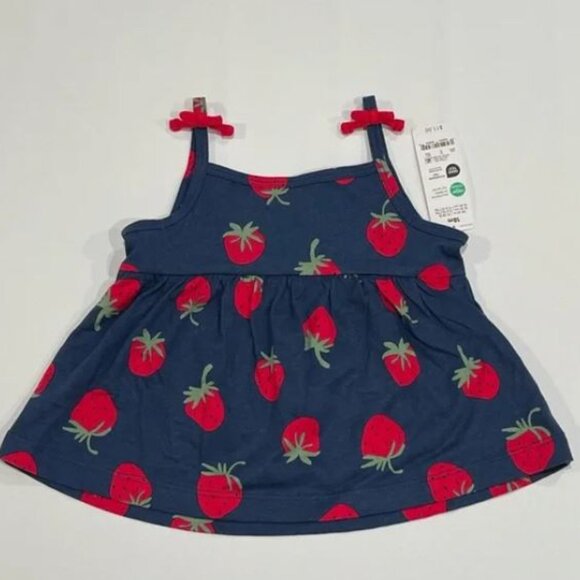 3/$15  Carter’s– Girls' Blue 18 Mnth Strawberry Print Sleeveless Dress - Picture 2 of 6
